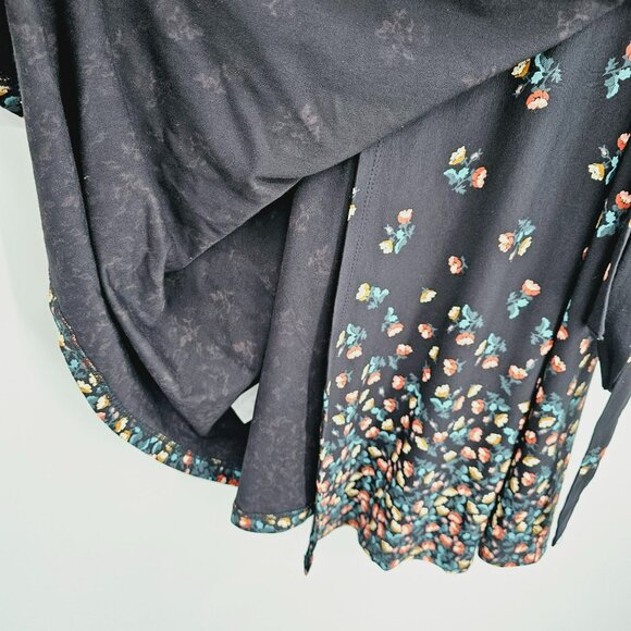 Loft Petites True Wrap Dress SP Black Colorful Floral Petaled Long Sleeve New - Picture 8 of 12